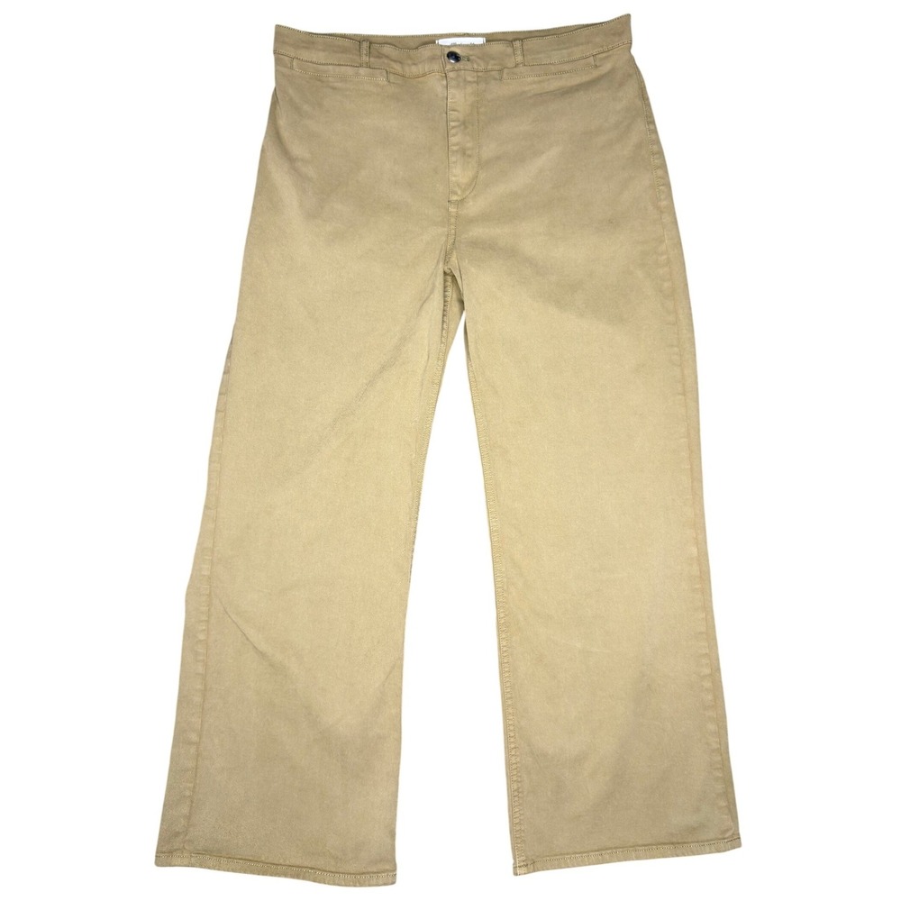 Madewell Wide Leg Chino Pants 31 Khaki Tan High Rise Stretch Twill